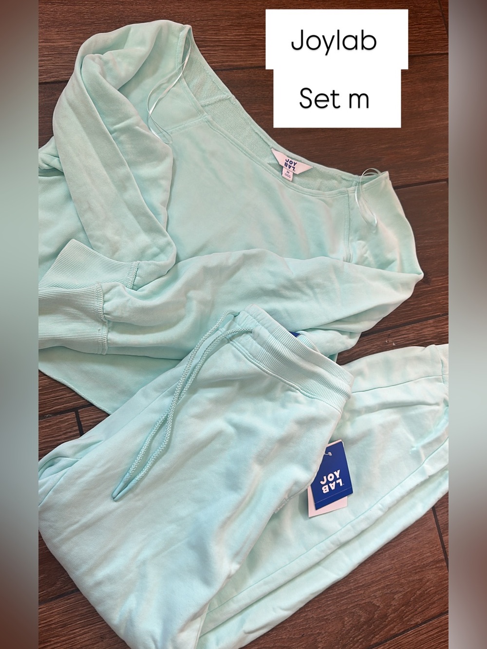 JoyLab woman Mint jogger Set - Light Aqua Long Sleeve Top & Joggers